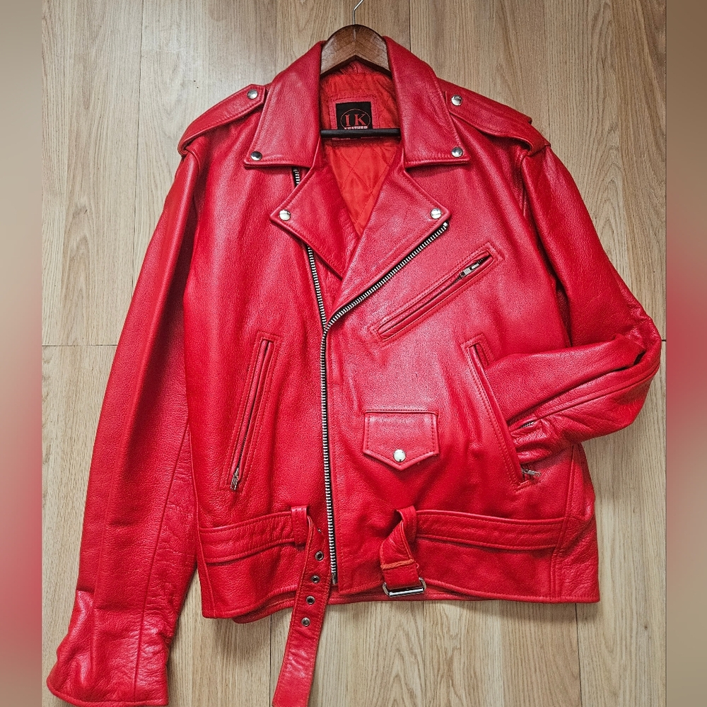 Red Leather Biker Jacket